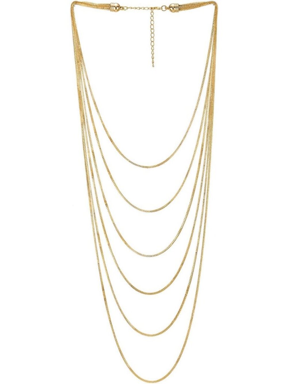 Multi-Strand Waterfall Statement Necklace | Choker Collar Box Chains for Party